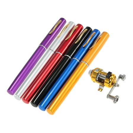 Mini Portable Pocket Aluminum Alloy Pen Ice Fishing Rod Telescopic Pole Reel Kit